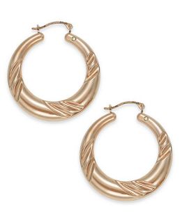 Signature Gold Graduated Swirl Hoop Earrings in 14k Rose Gold   Earrings   Jewelry & Watches