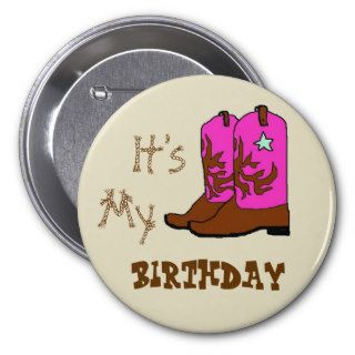 It's My Birthday Western Boots Buttons