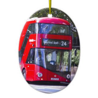 New London Red Bus Christmas Ornament
