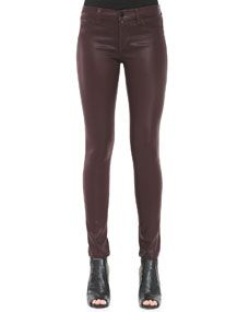 J Brand Jeans 485 Mid Rise Lacquered Pinot Skinny Jeans