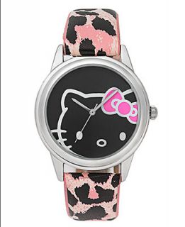 Hello Kitty Watch, Womens Pink Leopard Print Leather Strap 43mm H3WL1003PK   Watches   Jewelry & Watches