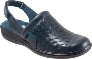 Womens SoftWalk Salina Woven   Navy Denim Burnished Veg Kid Leather Heels