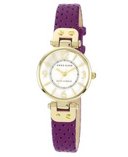 Anne Klein Watch, Womens Purple Perforated Leather Strap 26mm 10 9888MPPR   Watches   Jewelry & Watches
