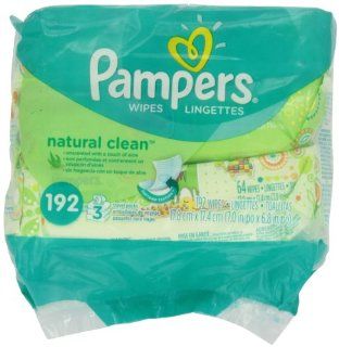 Pampers Natural Clean Wipes 3x Travel Pack 192 Count Health & Personal Care