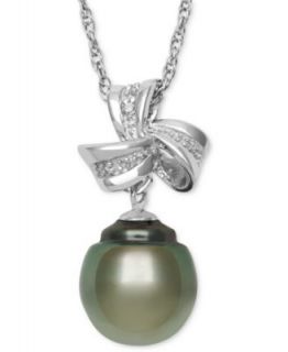 Sterling Silver Necklace, Cultured Freshwater Pearl and Diamond Accent Star Pendant   Necklaces   Jewelry & Watches