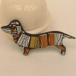 mosaic daschund brooch by smashing chintz