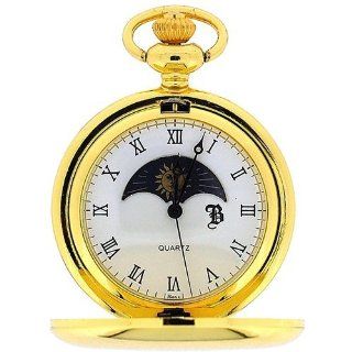 Boxx Gold Tone Sun and Moon Pocket Watch 12 Inch Chain BOXX192 at  Men's Watch store.