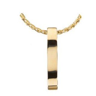 14K Yellow Gold Vertical Bar Pendant by US Gems Jewelry