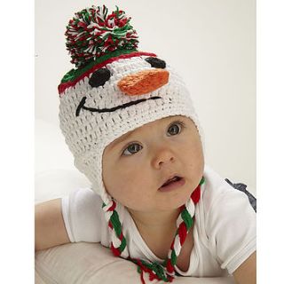 snowman hand crochet infant hat by viv & joe