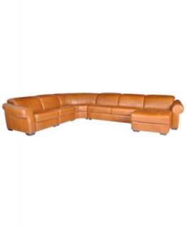 Lyla Leather Curved Sectional Sofa, 5 Piece (Curved Chair, 3 Armless Chairs and Curved Ottoman)   Furniture