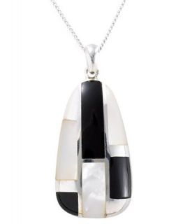 Giani Bernini Sterling Silver Necklace, Onyx and Mother of Pearl Pendant   Necklaces   Jewelry & Watches