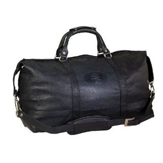 23" NFL San Francisco 49ers Debossed Black Leather Captain's Carry on Bag   Luggage Racks