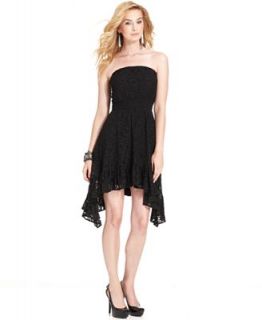 GUESS Dress, Strapless Straight Neck Lace A Line   Dresses   Women