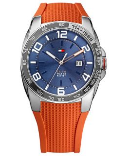Tommy Hilfiger Watch, Mens Orange Silicone Strap 44mm 1790883   Watches   Jewelry & Watches