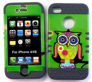 Bumper Case For AT&T/Verizon/Sprint/Virgin Mobile/US Cellular/Cricket Wireless Apple iphone 4 4G 4S 2 in 1 Hybrid Case Cover Big Owl Snap On + Grey Silicone Cell Phones & Accessories