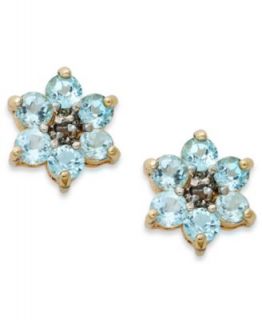 Sterling Silver Earrings, White Mother of Pearl and Blue Topaz (1 ct. t.w.) Flower Stud Earrings   Earrings   Jewelry & Watches