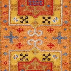 Indo Hand knotted Kazak Peach/ Light Brown Wool Rug (2' x 4') Accent Rugs
