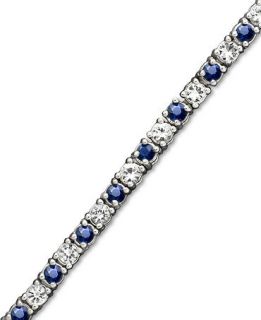 White Sapphire (2 3/4 ct. t.w.) and Sapphire (2 1/2 ct. t.w.) Bracelet in Sterling Silver   Bracelets   Jewelry & Watches