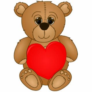 Cute Valentines Teddy Bear with Big Heart Cut Outs