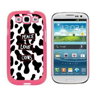 Peace Love Cows   Snap On Hard Protective Case for Samsung Galaxy S3   Pink Cell Phones & Accessories