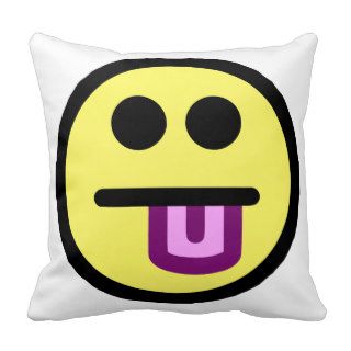 Yellow Tongue Out Smiley Face Pillow