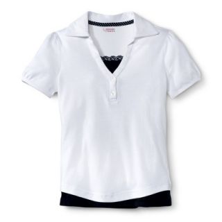 French Toast Girls School Uniform Short Sleeve 2 Fer Polo   White 4