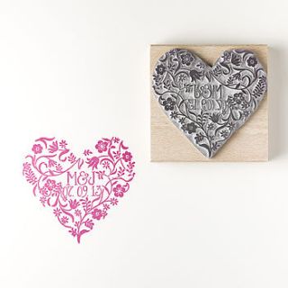 personalised flower heart rubber stamp by noolibird rubber stamps
