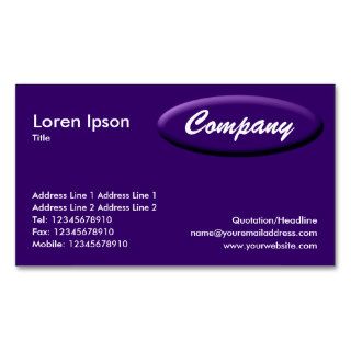 Oval Panel   Dark Violet Business Card