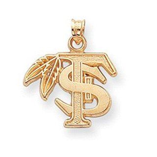 14k Yellow Gold Florida State University Large FS Initials with Feather Charm FSU017 Jewelry