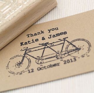 tandem bike wedding favours stamp by beautiful day