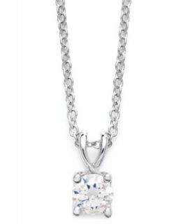 Diamond Necklace, 14k White Gold Diamond Solitaire (1/2 ct. t.w.)   Necklaces   Jewelry & Watches