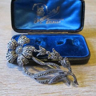 vintage silver floral marcasite brooch by ava mae designs