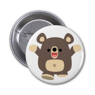 Happy Cartoon Black Bear button badge