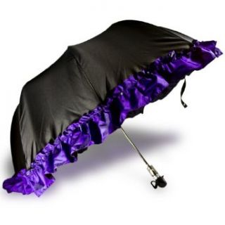 Il Marchesato Italian Luxury Black Purple Ruffle Retractable Lady Umbrella Clothing