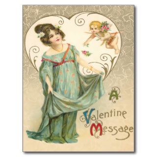 Vintage Valentine Message Postcard