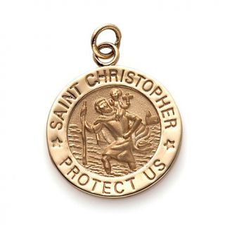 14K Gold Saint Christopher Medallion Pendant