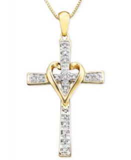 Diamond Necklace, 14k Gold Cross Diamond Pendant (1/4 ct. tw.)   Necklaces   Jewelry & Watches