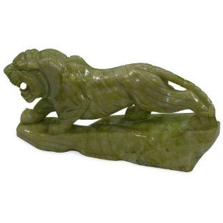 Jade Tiger Sculpture Statue   9.5"W  