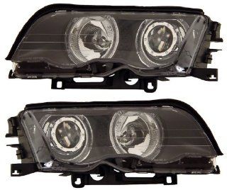 BMW 3 SERIES E46 99 01 4 DR PROJECTOR HEADLIGHT HALO BLACK CLEAR NEW Automotive