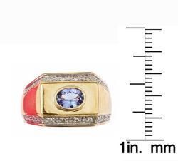 D'Yach 10K Yellow Gold Mens Tanzanite and Diamond Ring (Size 10) D'Yach Men's Rings
