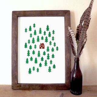 house in the woods screen print for nursery by hello dodo