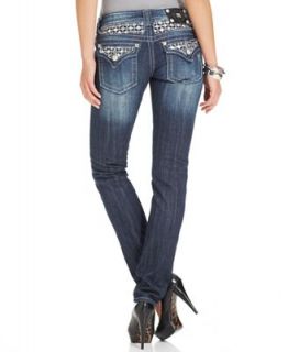 Miss Me Jeans, Skinny Rhinestone Flap Pocket, Medium Blue Wash   Jeans   Women