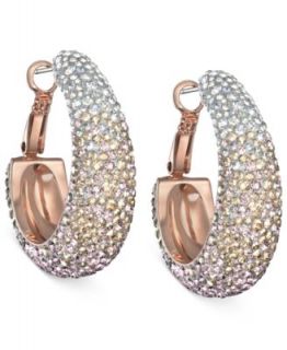 Swarovski Earrings, Rose Gold Tone Pave Crystal C Hoop Earrings   Fashion Jewelry   Jewelry & Watches