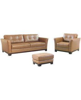 Martino Leather Living Room Furniture, 3 Piece Set (Sofa, Chair and Ottoman)   Furniture