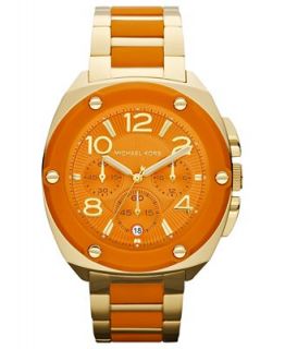 Michael Kors Womens Chronograph Orange Silicone and Gold Tone Stainless Steel Bracelet 43mm MK5768   Watches   Jewelry & Watches