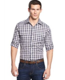 Vince Camuto Long Sleeve Slim Fit Plaid Dress Shirt   Casual Button Down Shirts   Men
