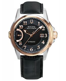 Bulova Accutron Watch, Mens Swiss Automatic Calibrator Black Leather Strap 43mm 65B148   Watches   Jewelry & Watches