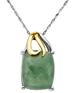 14k Gold and Sterling Silver Pendant, Jade Rectangle (5 3/8 ct. t.w.)   Jewelry & Watches