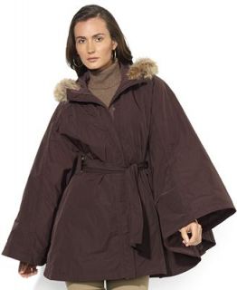 Lauren Ralph Lauren Coat, Microfiber Belted Poncho   Coats   Women