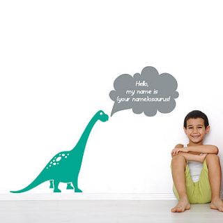personalised brontosaurus wall sticker by snuggledust studios